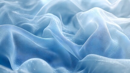 Obraz premium Celestial Blue Tulle: A close-up view of a flowing, delicate blue tulle fabric, creating a mesmerizing abstract texture of soft, dreamy waves and shimmering light.