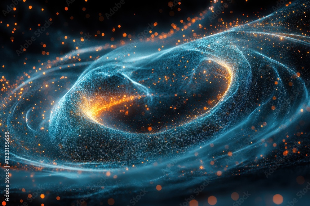 Wall mural abstract cosmic swirl with glowing particles and vibrant colors in a dynamic space-themed digital ar