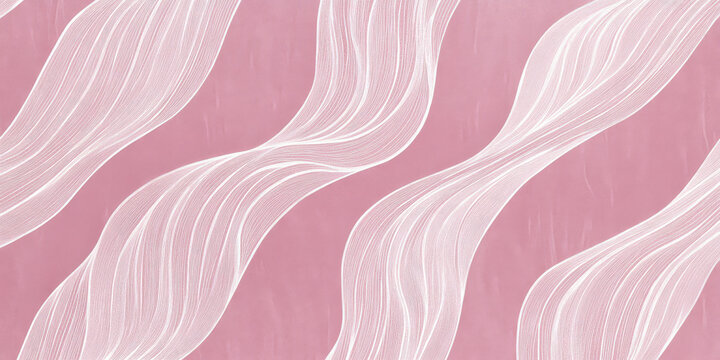 Abstract organic lines in soft rose pink, flowing across the background in delicate curves. The smooth, gentle pattern adds elegance and a touch of warmth, ideal for a refined wallpaper design.