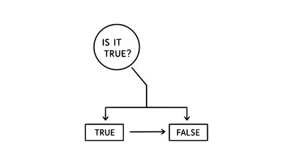 True or False Logical Thinking Representation in Line Art