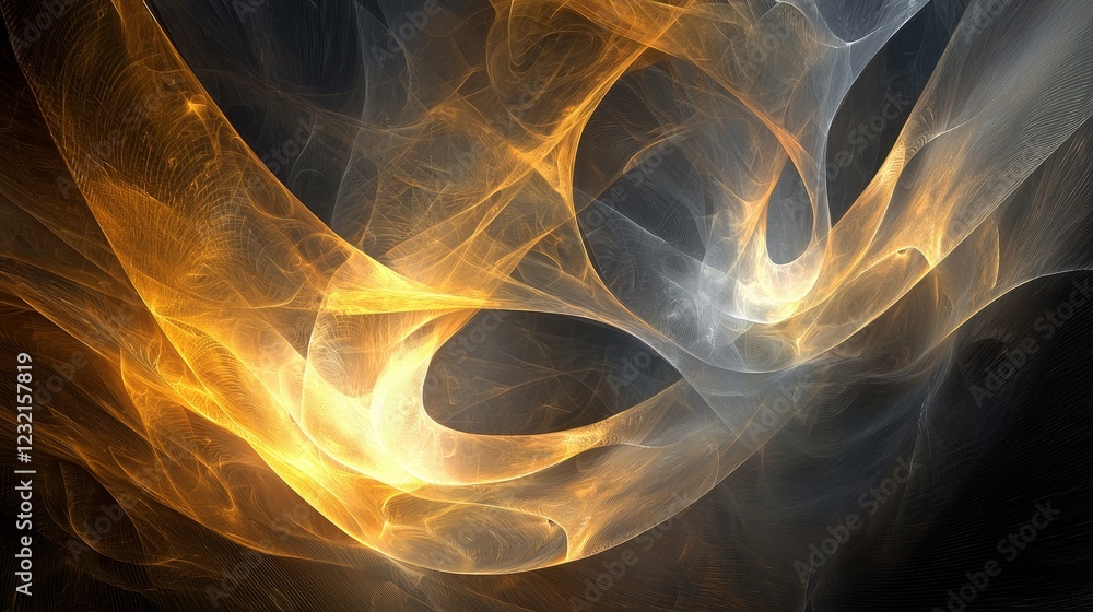 Poster depth of glowing light emerging from within abstract digital design