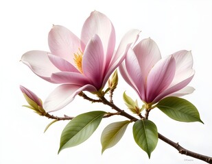 Watercolor magnolia flowers. Beautiful magnolia