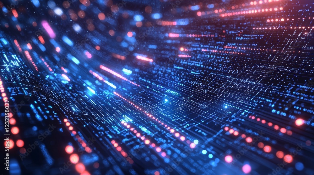 Poster digital galaxy with binary stars and dynamic light patterns in space