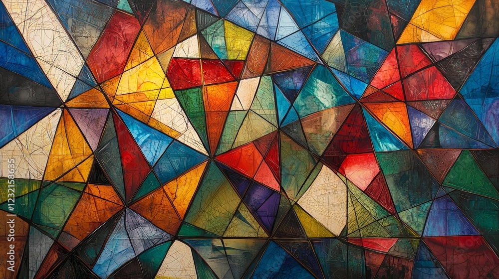 Aufkleber dynamic interplay of colors and shapes in abstract geometric design