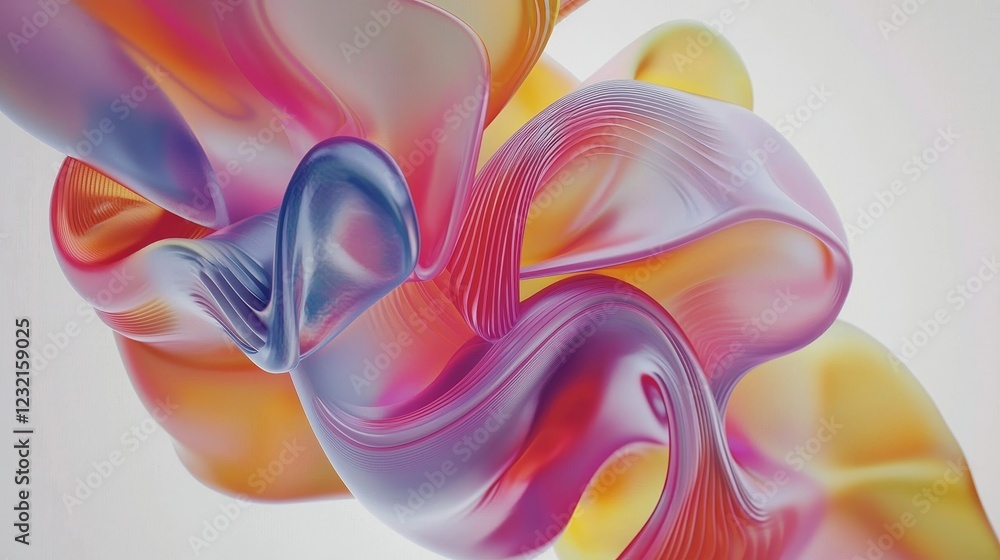 Poster dynamic fusion of colorful digital shapes flowing in motion