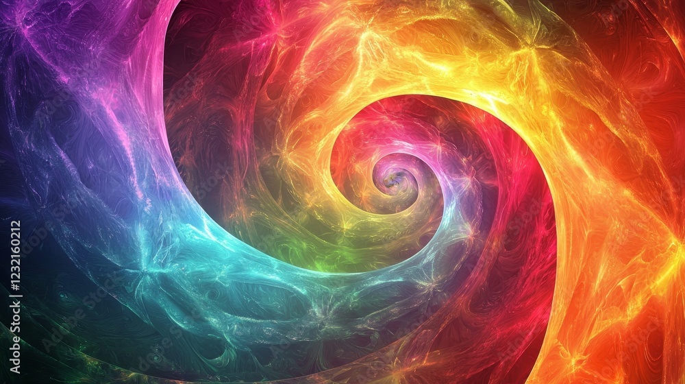 Poster mesmerizing display of synchronized colors in artistic spiral pattern