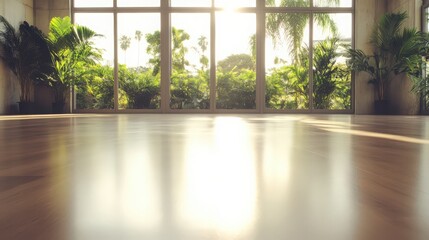 Fototapeta premium A large room with a lot of plants and a window