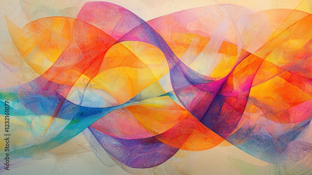 Poster vivid burst of color diffusing into waves of light and energy patterns