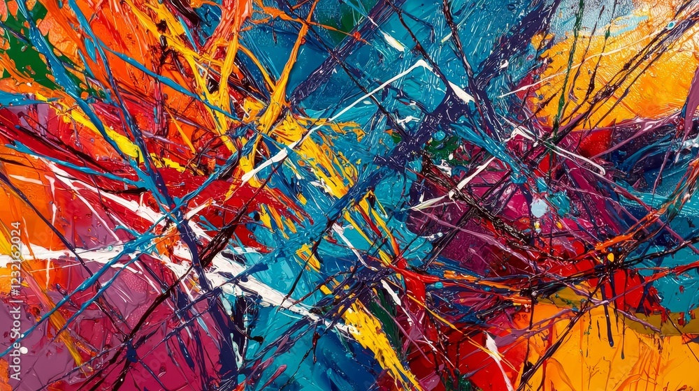 Aufkleber vivid explosion of colors intertwining in dynamic abstract art