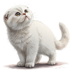 British Shorthair cat with rounded features and soft fur, standing full body on a white background, elegant and popular domestic pet breed