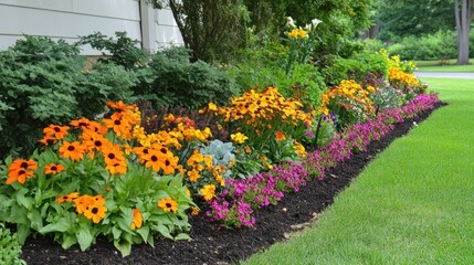 Vibrant Summer Garden Border Landscape