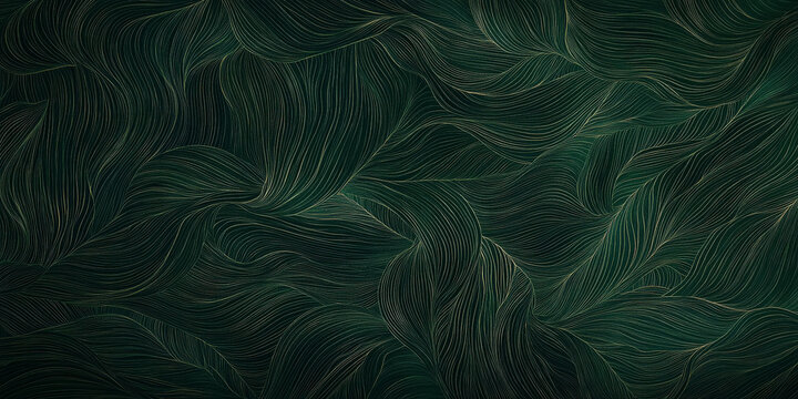 Abstract organic lines in deep forest green, intertwining and flowing across the background. The textured, natural pattern evokes a serene, earthy vibe, perfect for nature-inspired wallpaper.