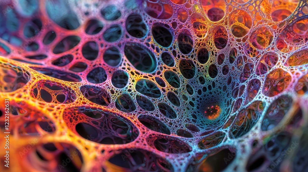 Poster intricate animated web of colors flowing through an abstract space
