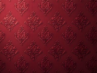 Burgundy Damask Wallpaper: Rich burgundy damask wallpaper with an embossed, textured pattern.  Elegant and luxurious, ideal for adding a touch of vintage sophistication to design projects.