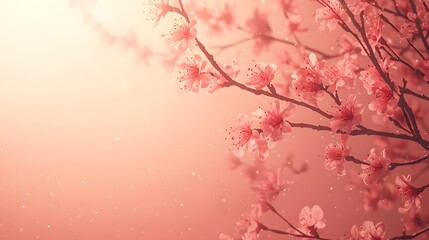 Fototapeta premium Blossoms of pink flowers illuminated by soft light during serene twilight. Generative AI