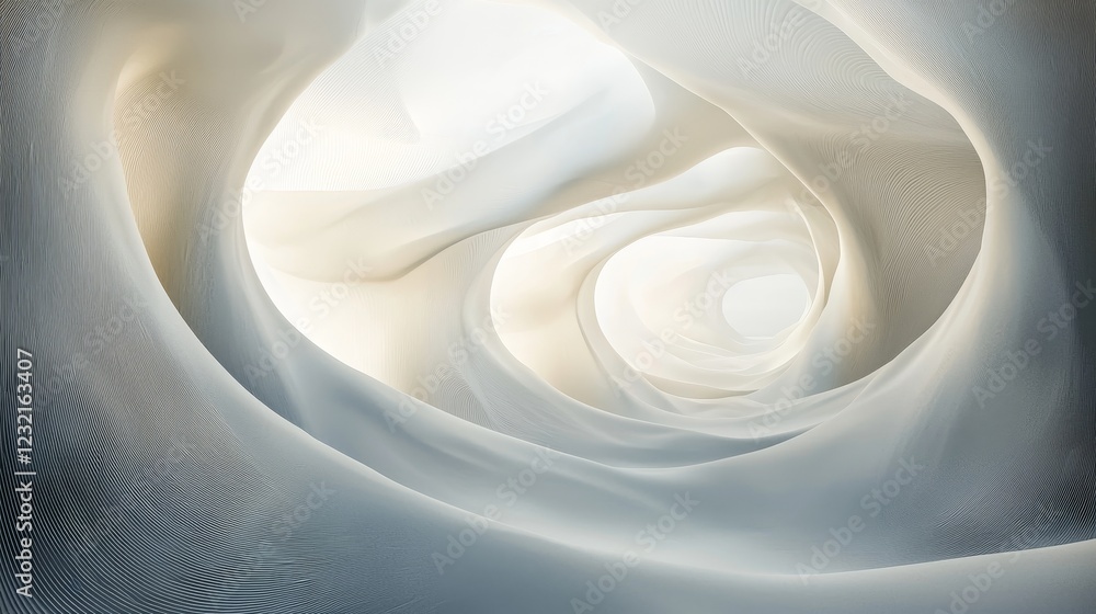 Poster soft light billowing forms stretching in an abstract serpentine path
