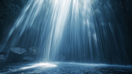 Brilliant Rays of Light Cascading Like Waterfall Through Lush Environment