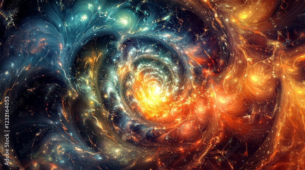 Poster cascading flows of digital energy in a mesmerizing abstract background