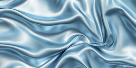 Obraz premium Frosty silver-blue textures wallpaper featuring smooth silk waves. The cool metallic tones create a sleek and modern high-definition design.