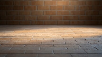 Fototapeta premium A brick wall with a brick floor in front of it