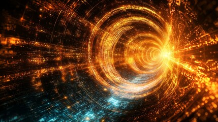 Obraz premium Pulsing Circular Patterns of Light in Dynamic Rhythm and Motion Effects