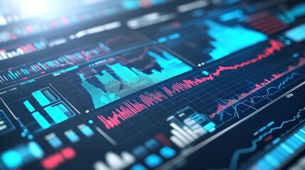 Obraz premium a financial dashboard with stock analytics, business technology, ultra HD, isolated on white background.