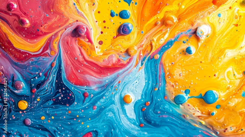 Poster Colorful Splashes Resembling Streams of Data in Abstract Artistic Style