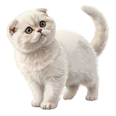 British Shorthair cat with rounded features and soft fur, standing full body on a white background, elegant and popular domestic pet breed