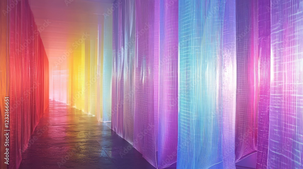 Poster ethereal layers of light creating a digital space of colorful illumination