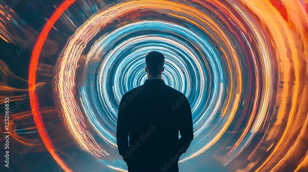 Poster ethereal spirals of light resonating in a dynamic motion scene