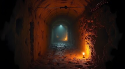 A labyrinth of underground corridors lit by rare candles