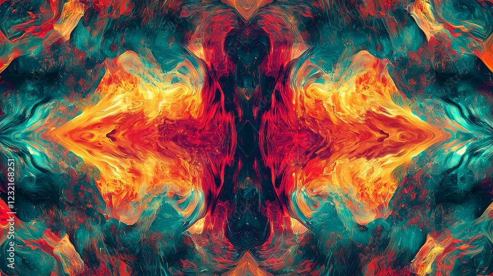 Aufkleber hypnotic fluid patterns in vibrant digital colors creating abstract visuals