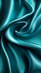 Obraz premium Teal Silk Drape: Luxurious teal silk fabric elegantly drapes and flows, creating a mesmerizing pattern of curves and folds.