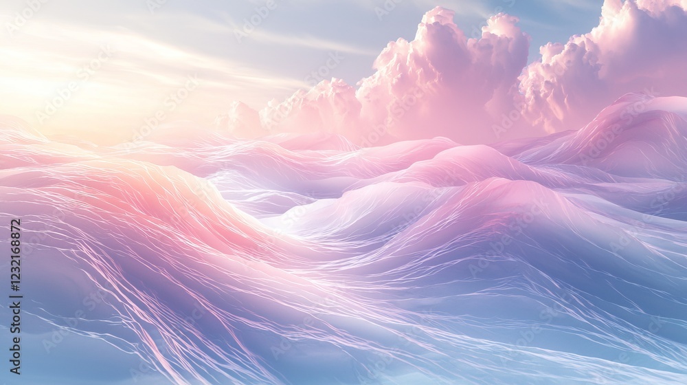 Poster gentle waves of light creating an ocean of data visuals and abstract concepts