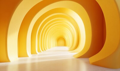 Obraz premium Abstract yellow curved structures, minimalist design, 3d render, Generative AI