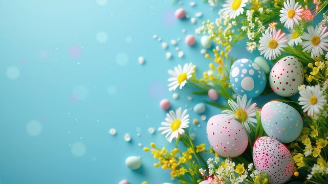 easter eggs with flowers background