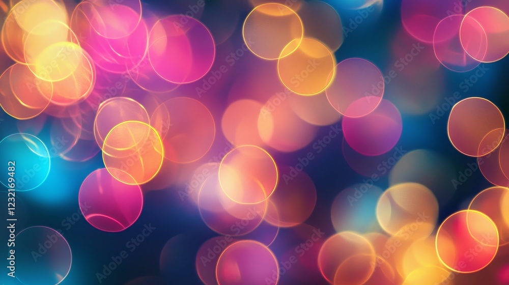 Poster abstract harmonious circles of light creating a colorful dreamlike atmosphere