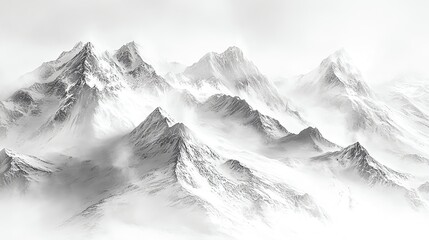 Obraz premium Beautiful grayscale shot of snowy rocky mountains