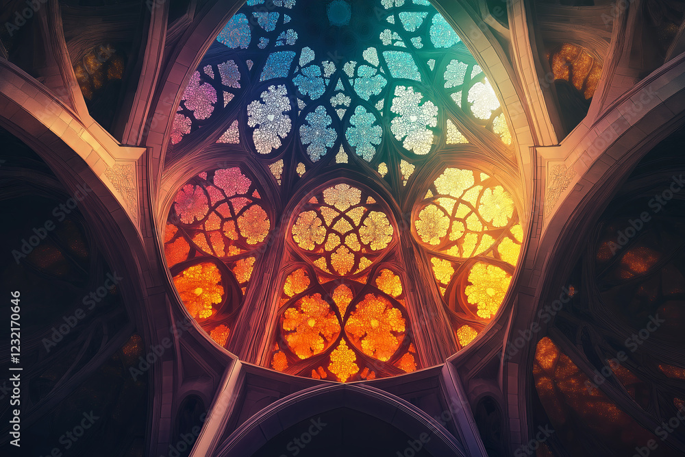 Poster vibrant colors and intricate patterns