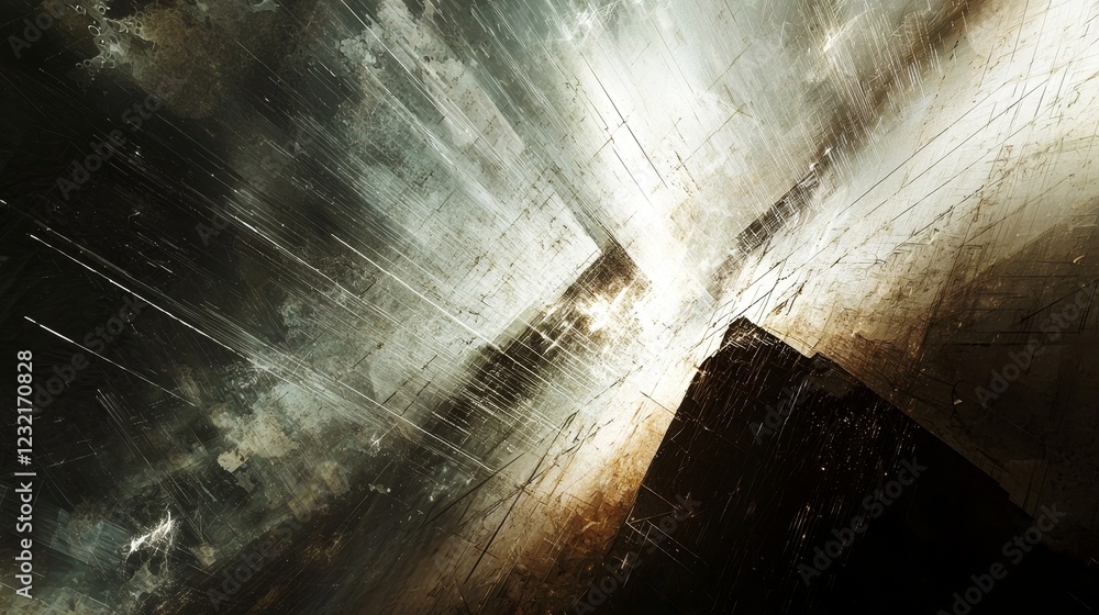 Poster mysterious shadows of technology merging with abstract elements and light