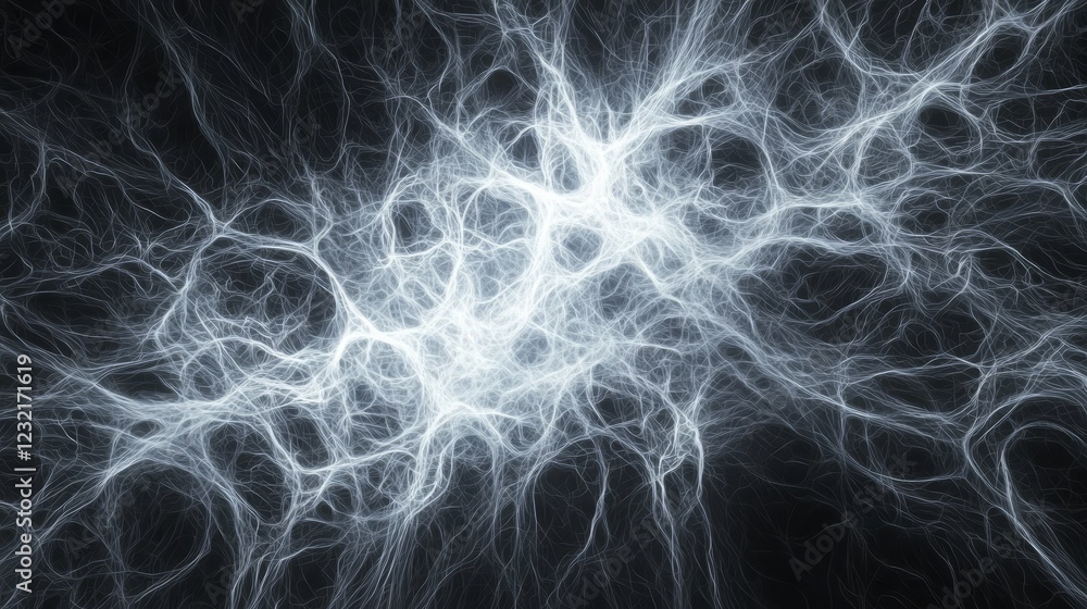 Poster pulsating radial patterns of energy in dark background with light effects