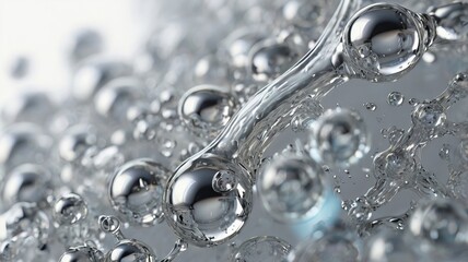 Ultra Close-Up of Clear Hyaluronic Serum with Floating Bubbles &ndash; Textural Detail
