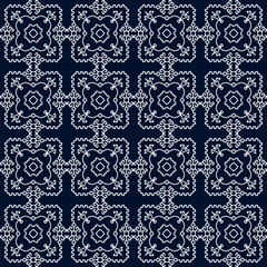 ethnic Sashiko Japanese stitch abstract artwork seamless geometric pattern printed background fabric wallpaper hand drawn line

