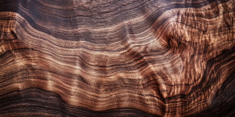 Naklejka premium Rich walnut wood texture with dark chocolate tones and smooth grain patterns. The elegant finish makes it ideal for high-end furniture or sophisticated wooden surfaces.