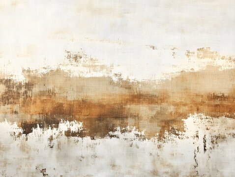 Abstract Earth Tones: A calming and sophisticated abstract artwork featuring a blend of earthy brown, beige, and off-white hues, creating a serene and minimalist landscape.