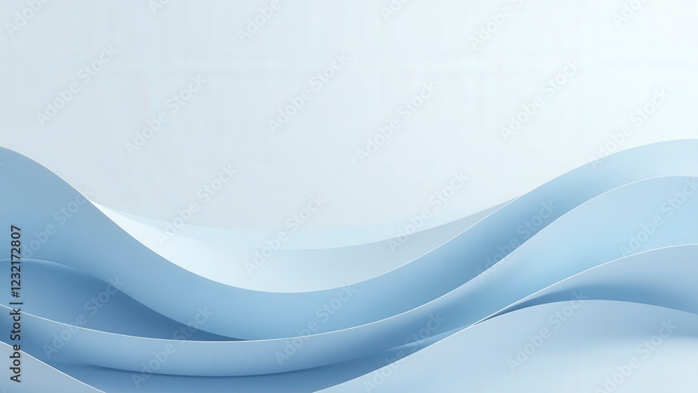 Poster abstract light blue wavy shapes creating a smooth background
