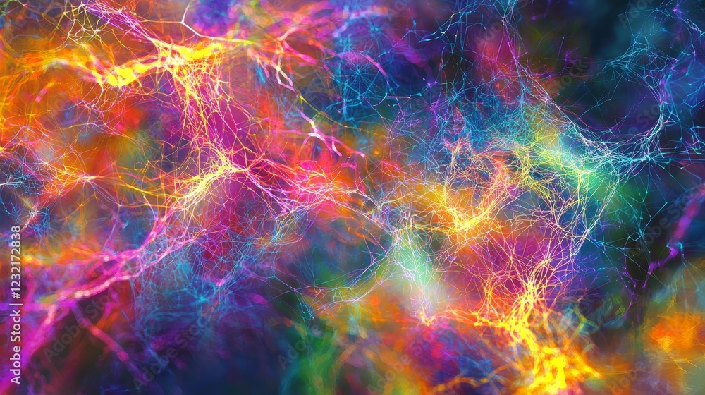 Poster luminous static webs creating colorful connections in abstract art