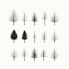 Bare Trees Collection Winter Landscape Design Elements