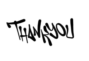 THANKYOU in sprayed graffiti letters isolated style