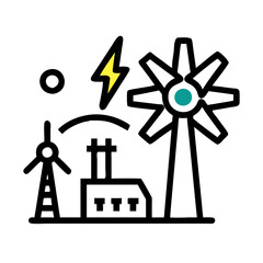 Renewable Energy. Windmill and energy symbol